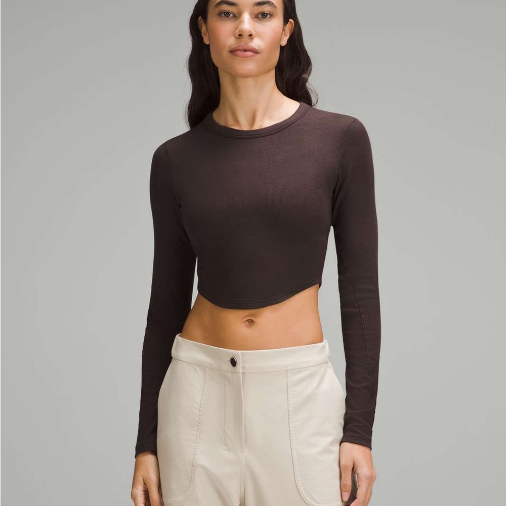 Lululemon Hold Tight Cropped Long Sleeve Shirt espresso